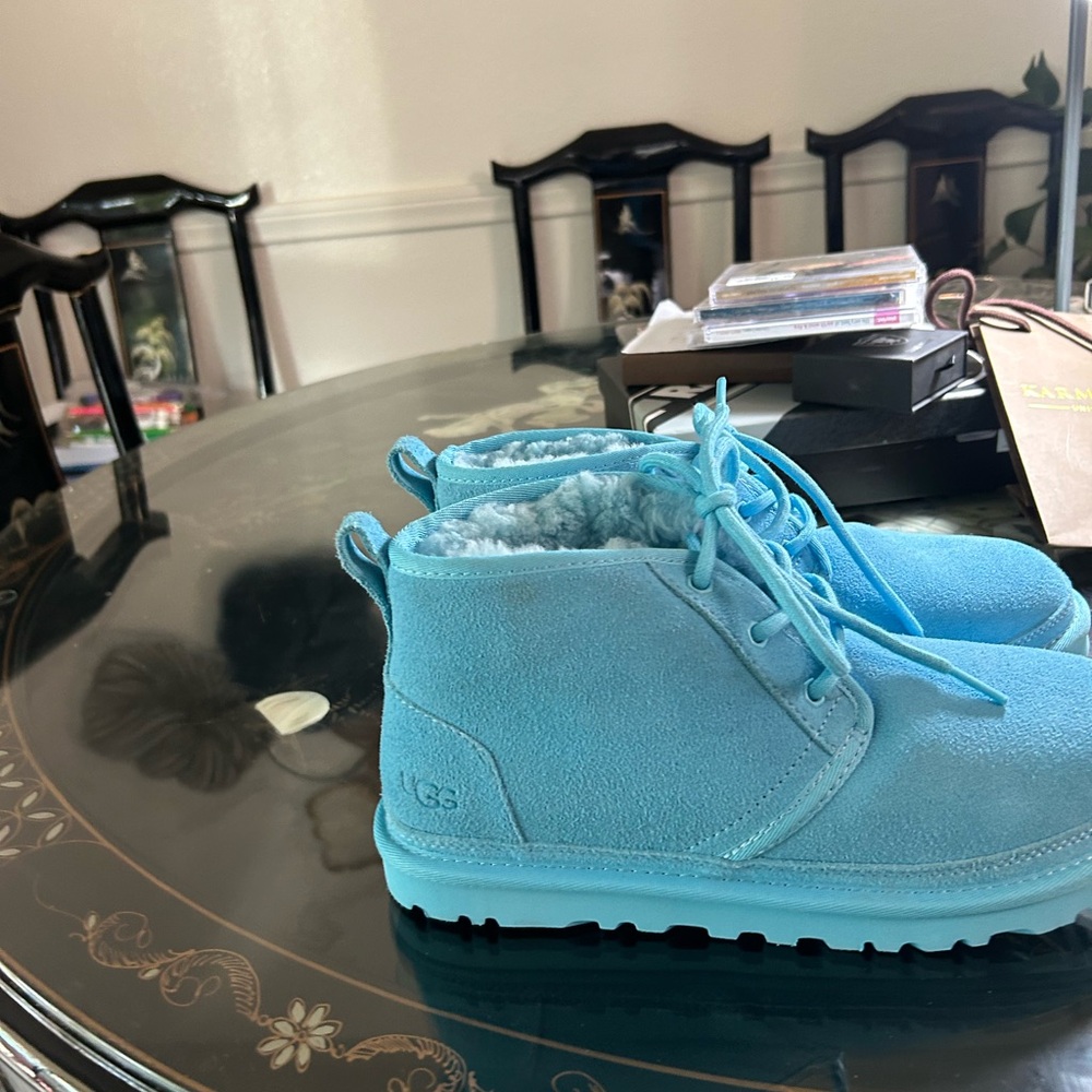 UGG Sky Blue Suede Ankle Boots